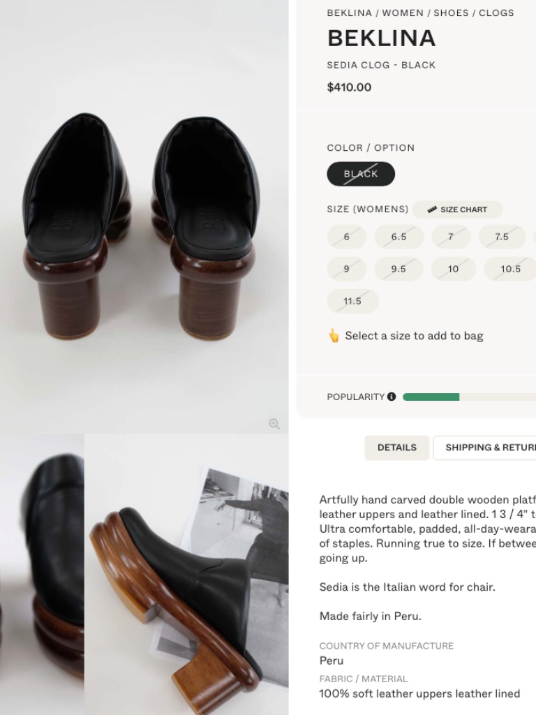 Beklina Sedia Clog Black Leather Double Chunky Platform Soft Uppers Lined Nib — image 7 of 8